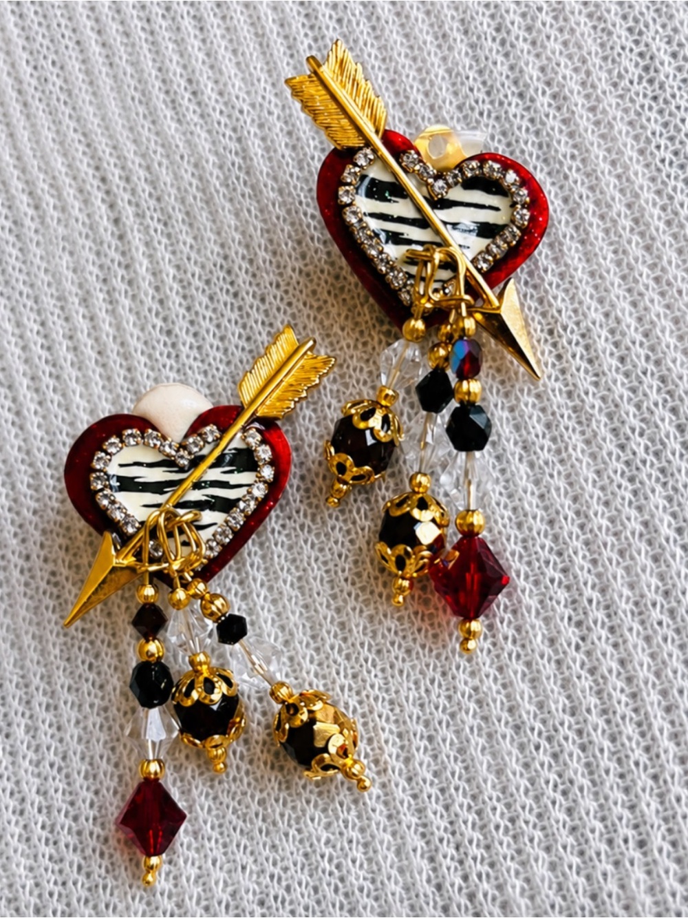 Lunch At The Ritz Gold Arrow Heart Dangle Earrings